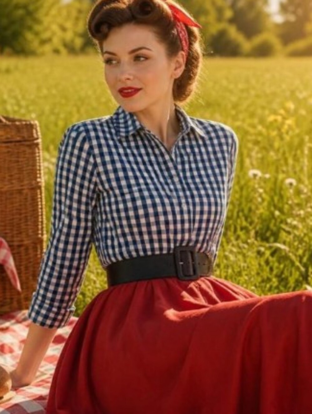 Blair Navy and White Gingham Button-Up Shirt
